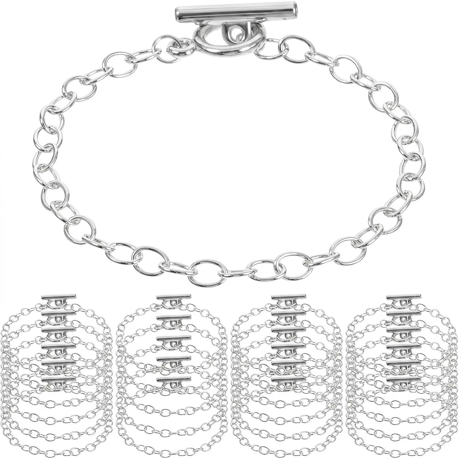 24 count   Bracelet Kit, Bracelet Chains for  Making |  Bracelets Chain, OT Toggle Clasp Bracelets Chain,   Bracelet Link Chains for Crafting and Gifting