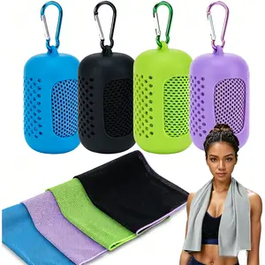 Cooling Towels (11.81 in * 31.50 in), Microfiber Chilly Towels Soft Breathable Gym Ice Towel for Workout, Yoga, Sport, Silicone Set Travel Sweat Towels Fast Drying Lightweight Cooling Neck Wraps