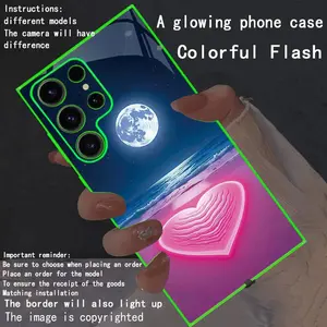 New LED Phone Case with Glowing Border, Compatible with Galaxy S26 Ultra to A15 5g, Fashionable Protective Cover, Unique Design, Daily Use