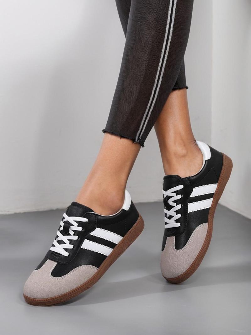 Women's Fashionable Patchwork Lace Up Low Top Sneakers, Casual Comfortable Breathable Sports Running Shoes, Athletic Shoes, All-match Round Toe Shoes for Daily Wear