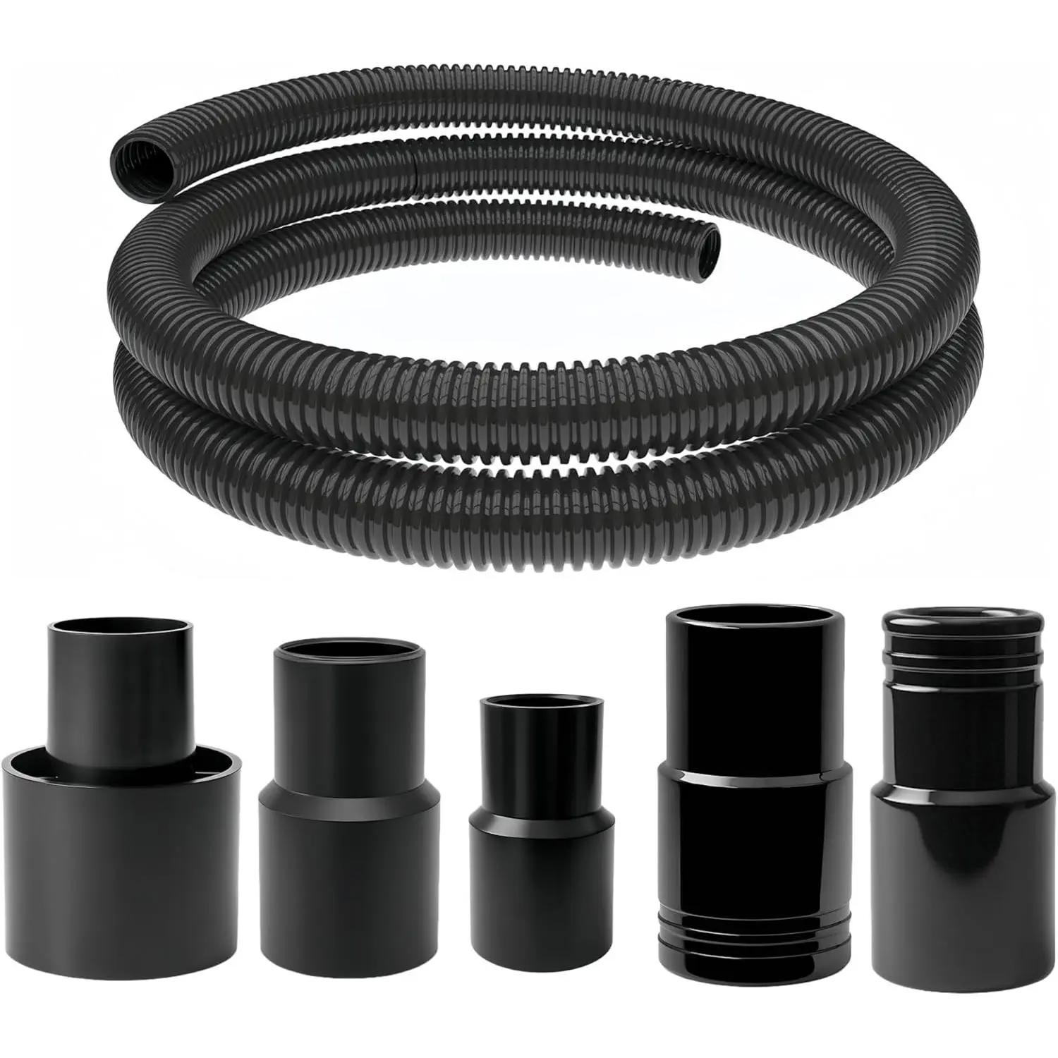 10ft Long Dust Collection Power Tool Hose Kit - 5 Accessories Included, Compatible with Various Tools and Vacuum Cleaners