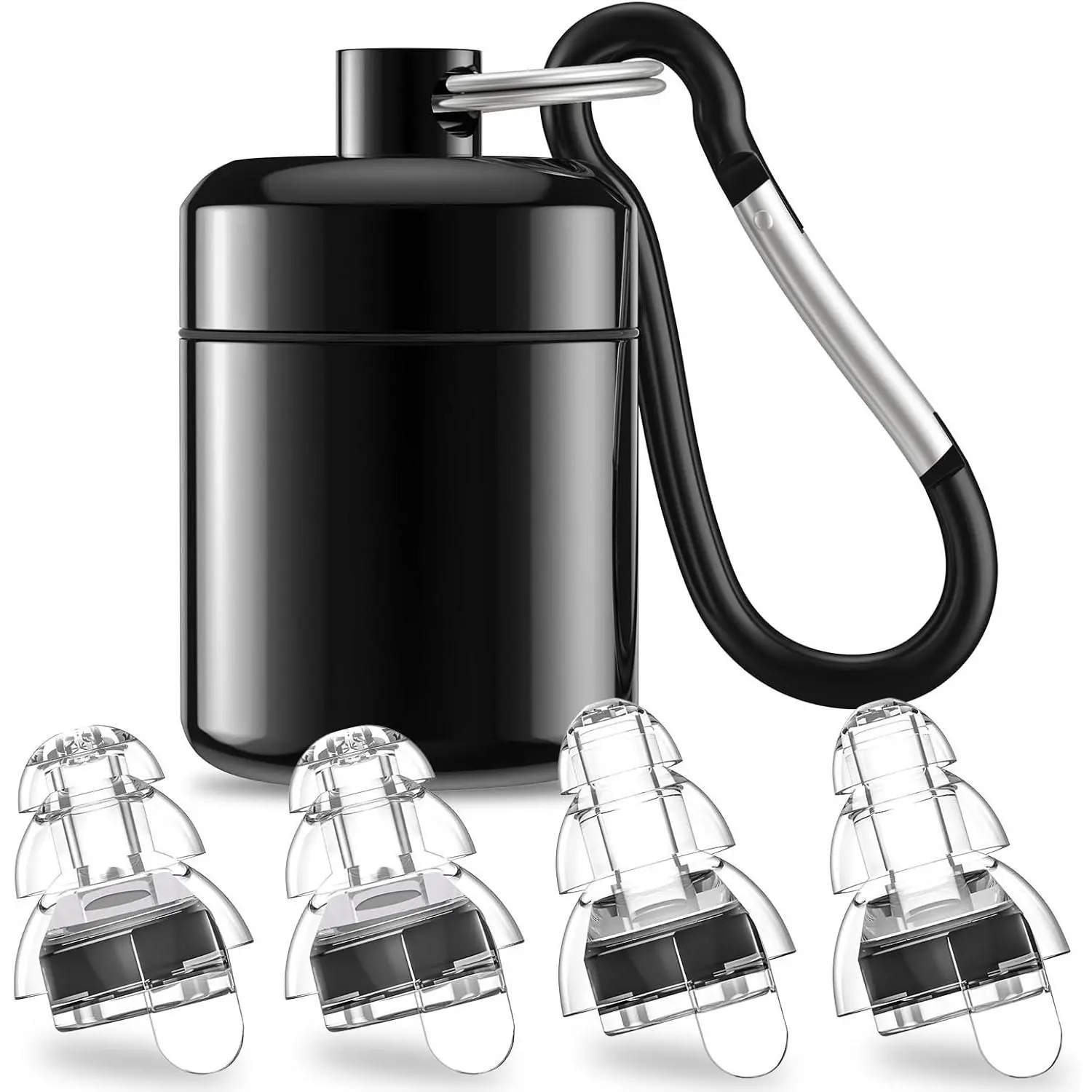 High Fidelity Concert Earplugs for Musicians, 24dB Advanced Filter Noise Reduction Ear Protection for Music Festivals, DJs, Nightclubs, Drummers - 2 Pairs (Black)Gift