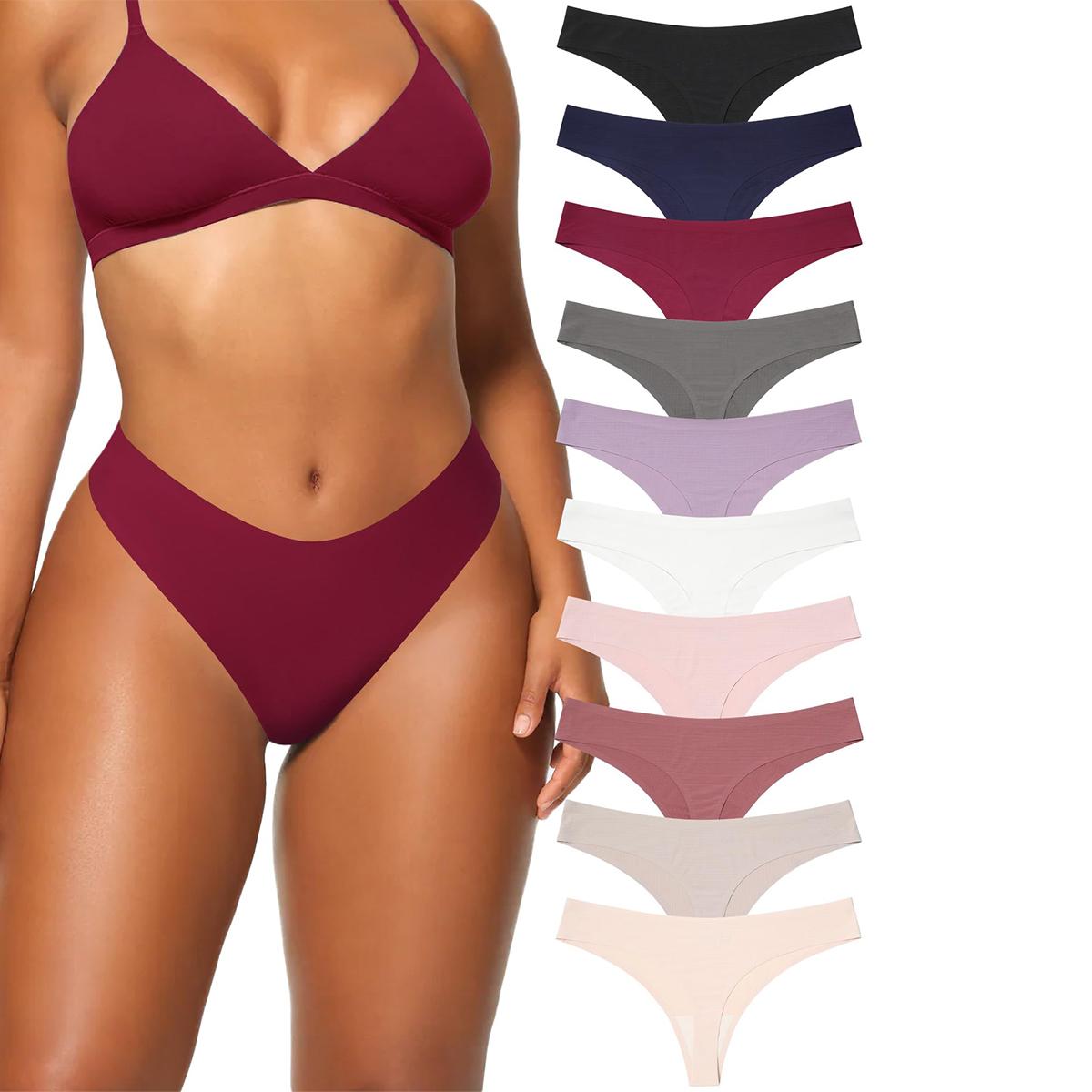 LEVAO Seamless Thong Underwear For Women No Show String Thong Panties Soft Low Waist T-Back 6/12 Pack