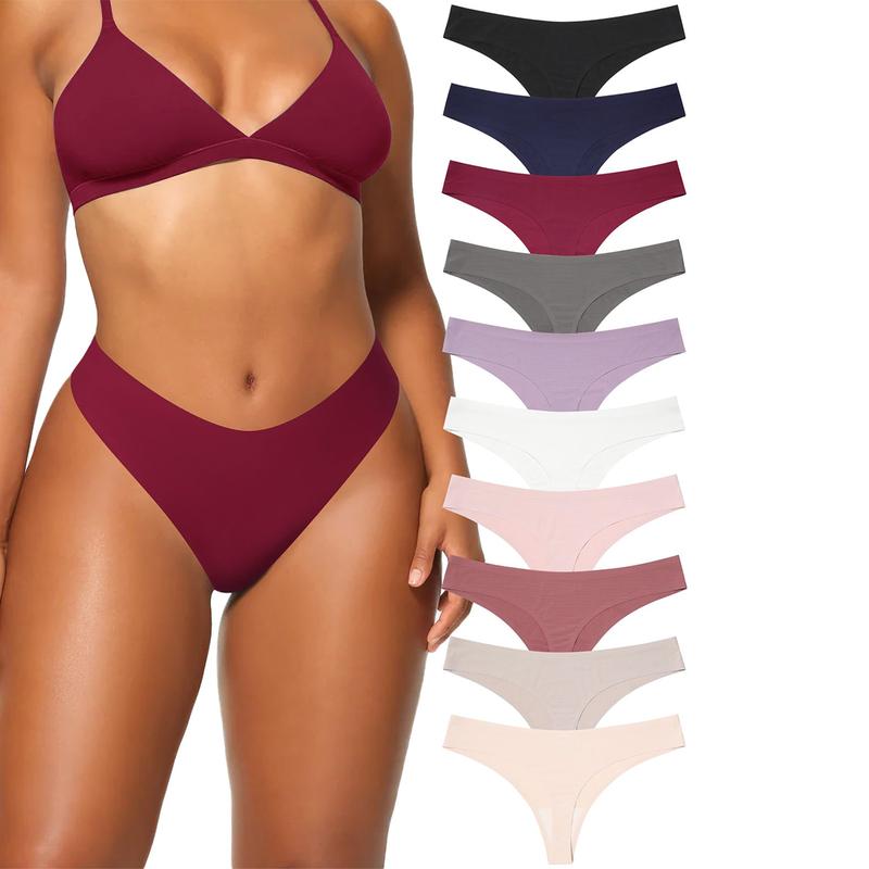 LEVAO Seamless Thong Underwear For Women No Show String Thong Panties Soft Low Waist T-Back 6/12 Pack