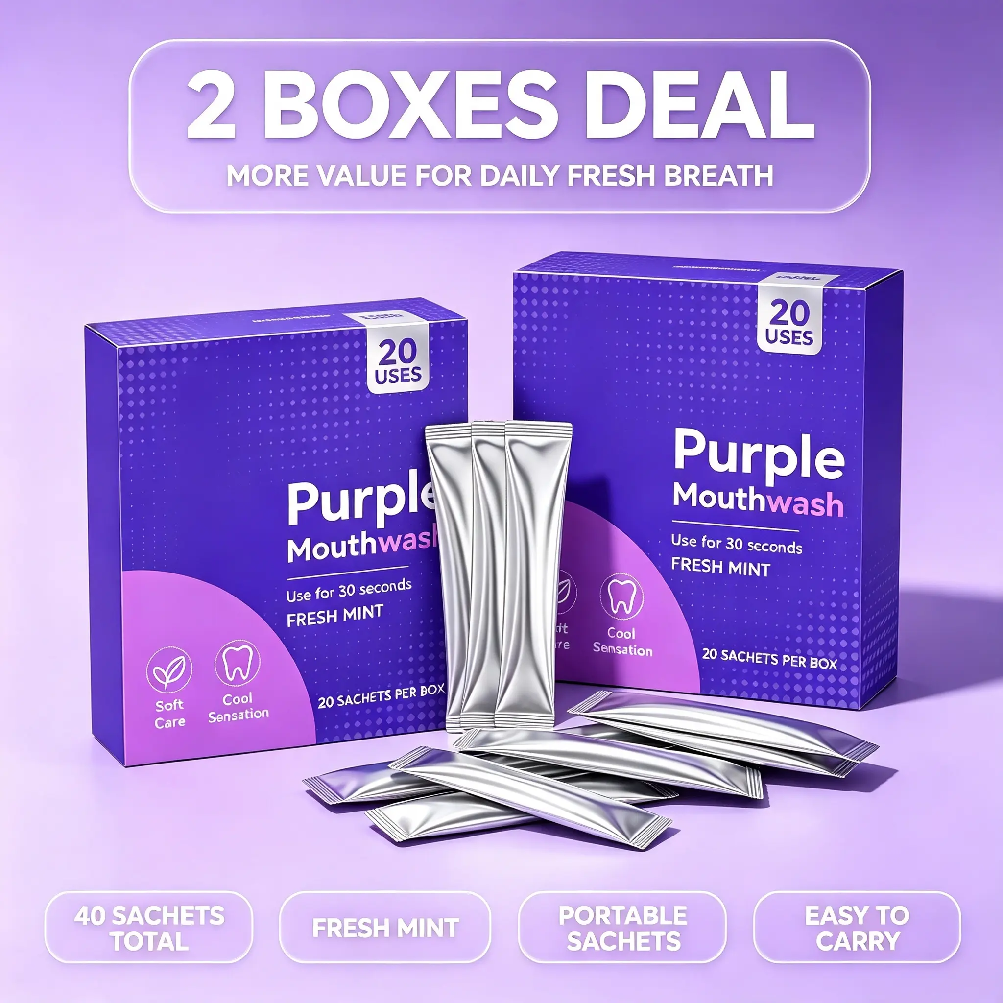 Oralhoe Purple Gentle Cleansing Mint Peppermint Mouthwash, Portable Daily Nasal & Oral Care Product for Fresh Breath (Beauty & Personal Care)