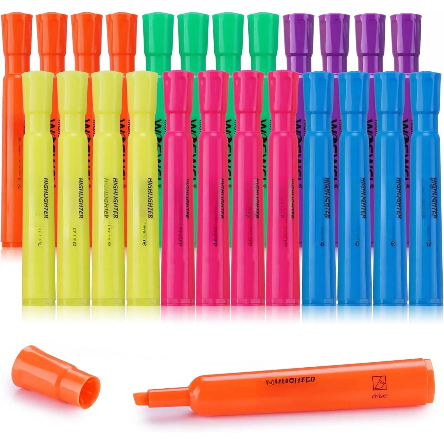 Highlighters Bulk, 24 Pack  Style Highlighters  Fluorescent Colors Set, 6 Bright Colors Chisel Tip Highlighter Markers for  and Adult Coloring, Highlighting as School Supplies