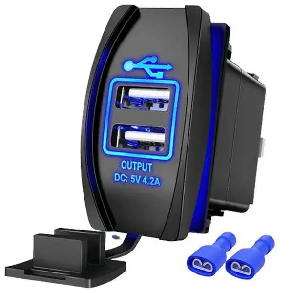 Nilight 5V 4.2A Rocker Switch Style Dual USB Charger