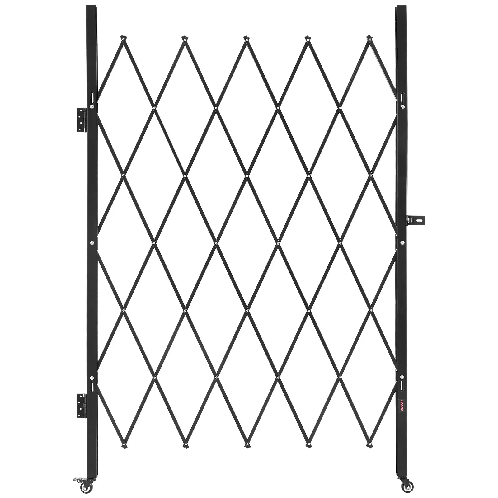 【toolupgrade】VEVOR Single Folding Steel Frame Security Gate, Lockable Scissor Design, 360-Swivel Casters, Outdoor Retractable Barricade, 49.61" W x 77.76" H, for Entry Security, Garage
