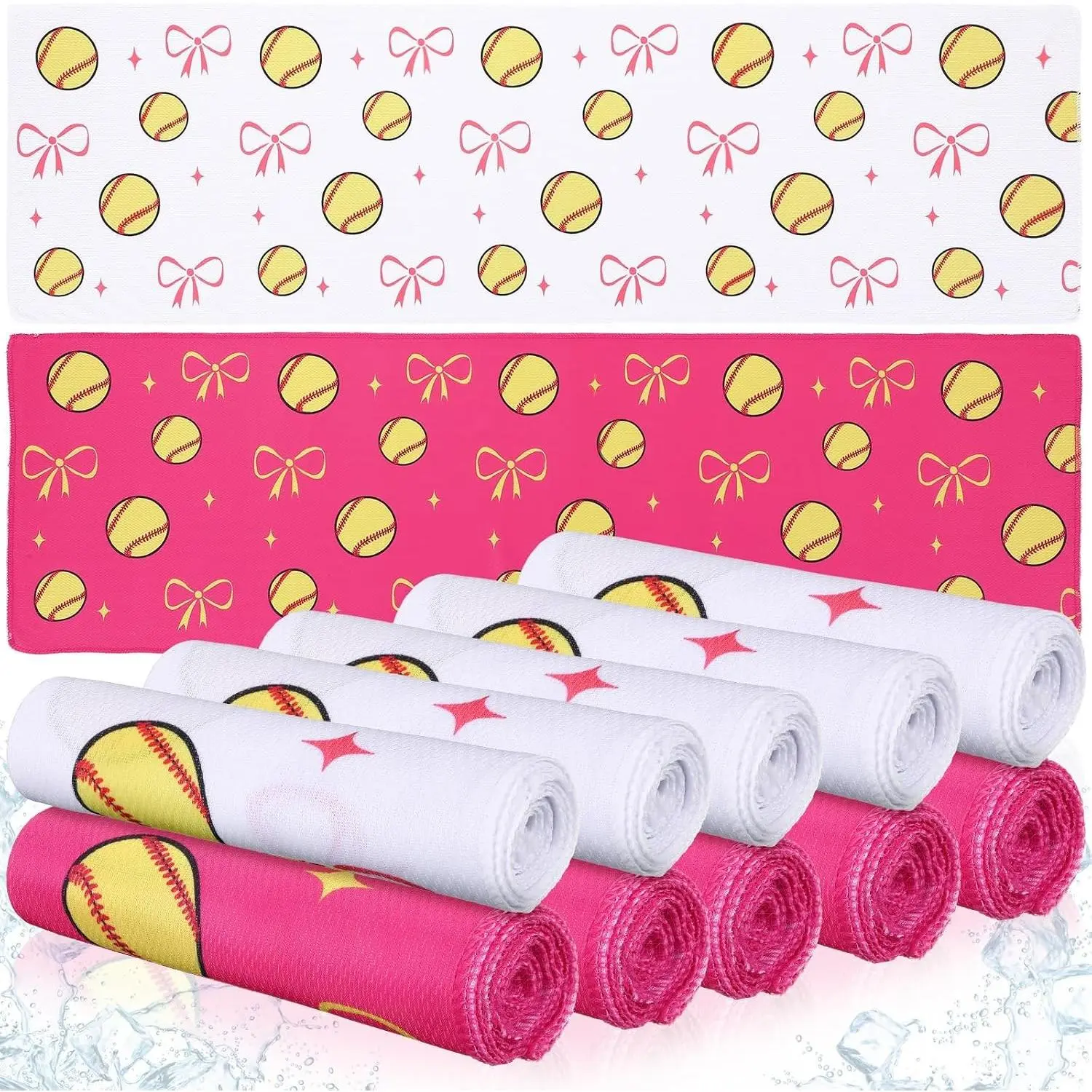 12 Pcs Softball Cooling Towels Softball Party Favor 40"x12" Microfiber Breathable Chilly Ice Towel Sweat Rag for Sport Team Gift Bulk