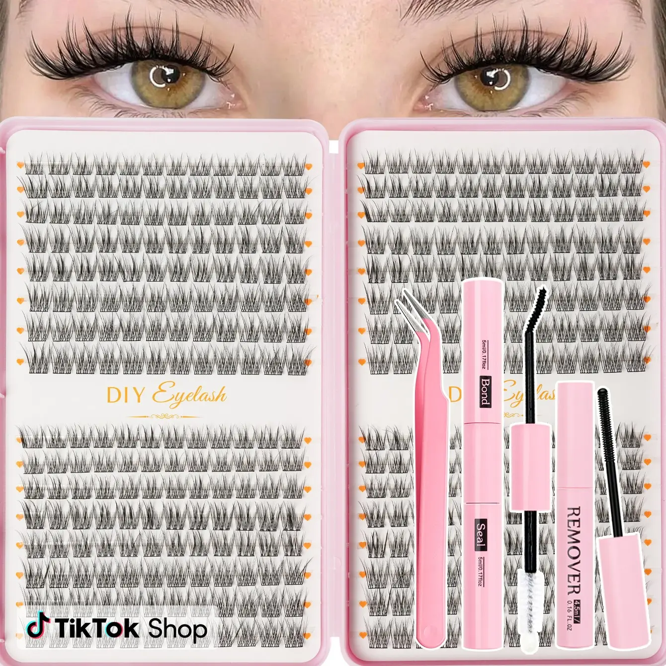 Natural Look Single Cluster False Lashes, D Curl Volume DIY Extension, Mixed Length, Non-Toxic, Dense Style, Enhances Fit and Density
