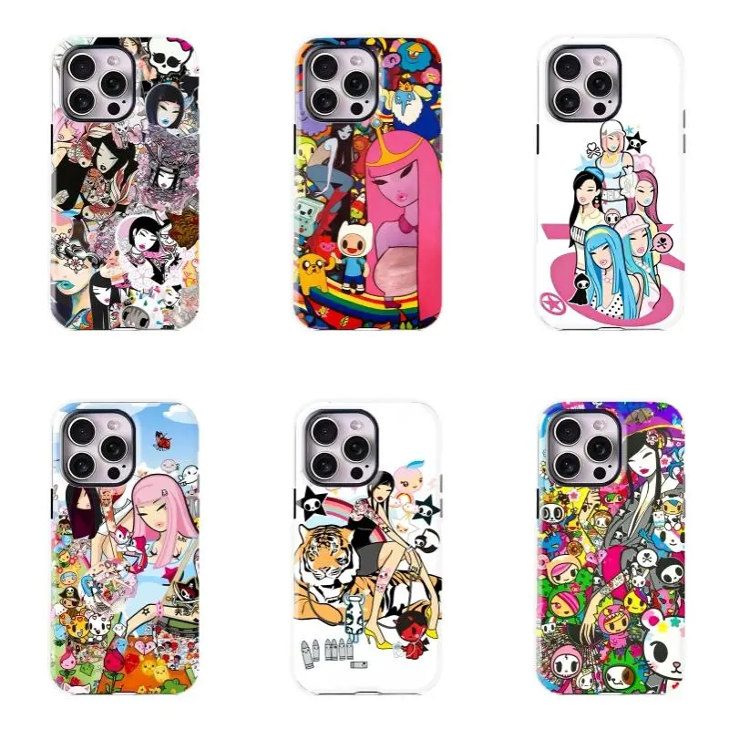 Tokidoki Collage Art Phone Case, Y2K Colorful Trendy Graffiti Anti-drop Protective Case, Subculture Personalized Style for iPhone 16/15/14/13/12/11/17 ProMax Plus, suitable for both men and women,  Perfect Gift for Women Men.A gift,