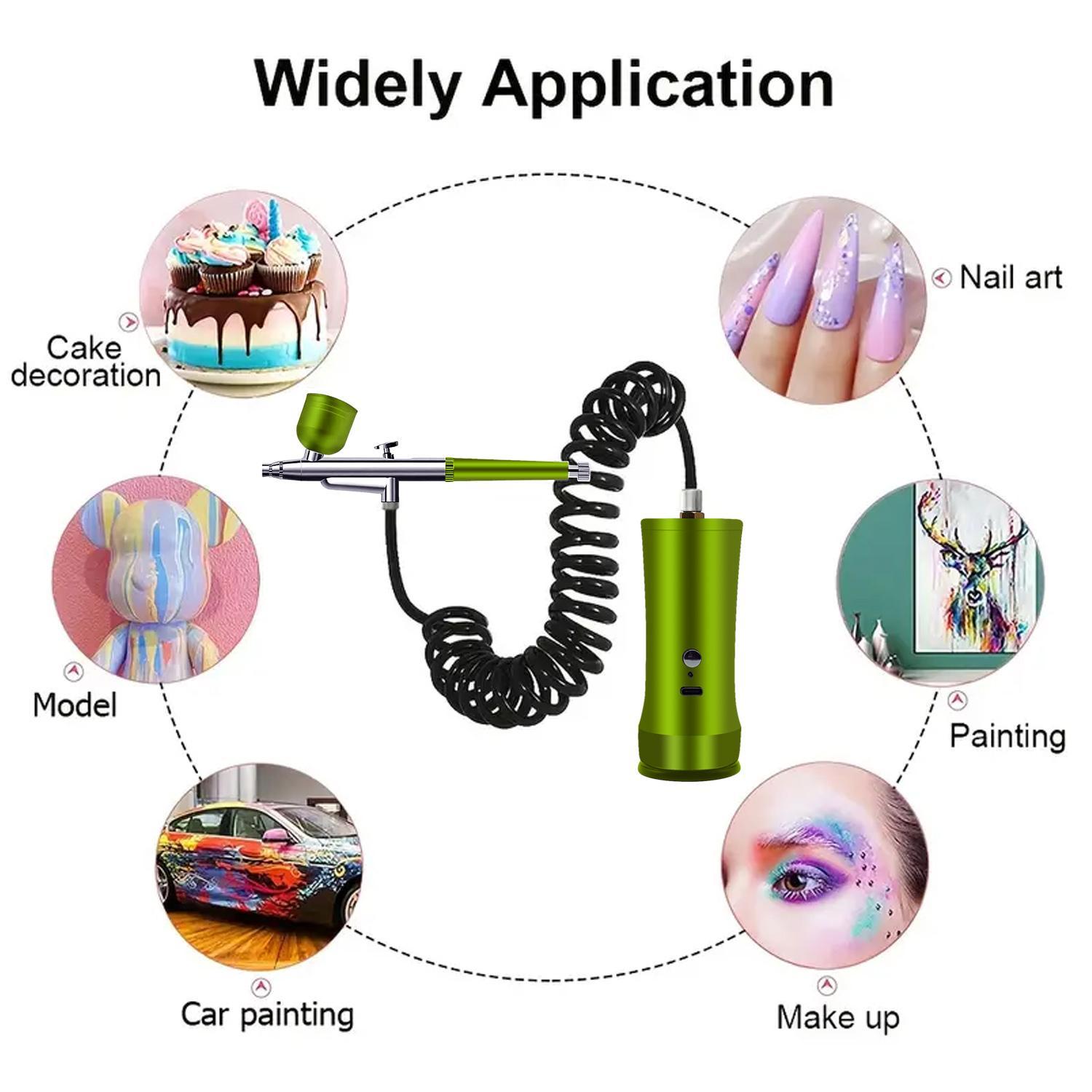 Electric Airbrush Kit with Compressor, Rechargeable Portable Cordless Air Brush Set, Handheld Airbrush Gun for Nail Art, Makeup, Painting and Cake Decor, Expert Airbrush Kit, Metal #GLOBAL PICKS