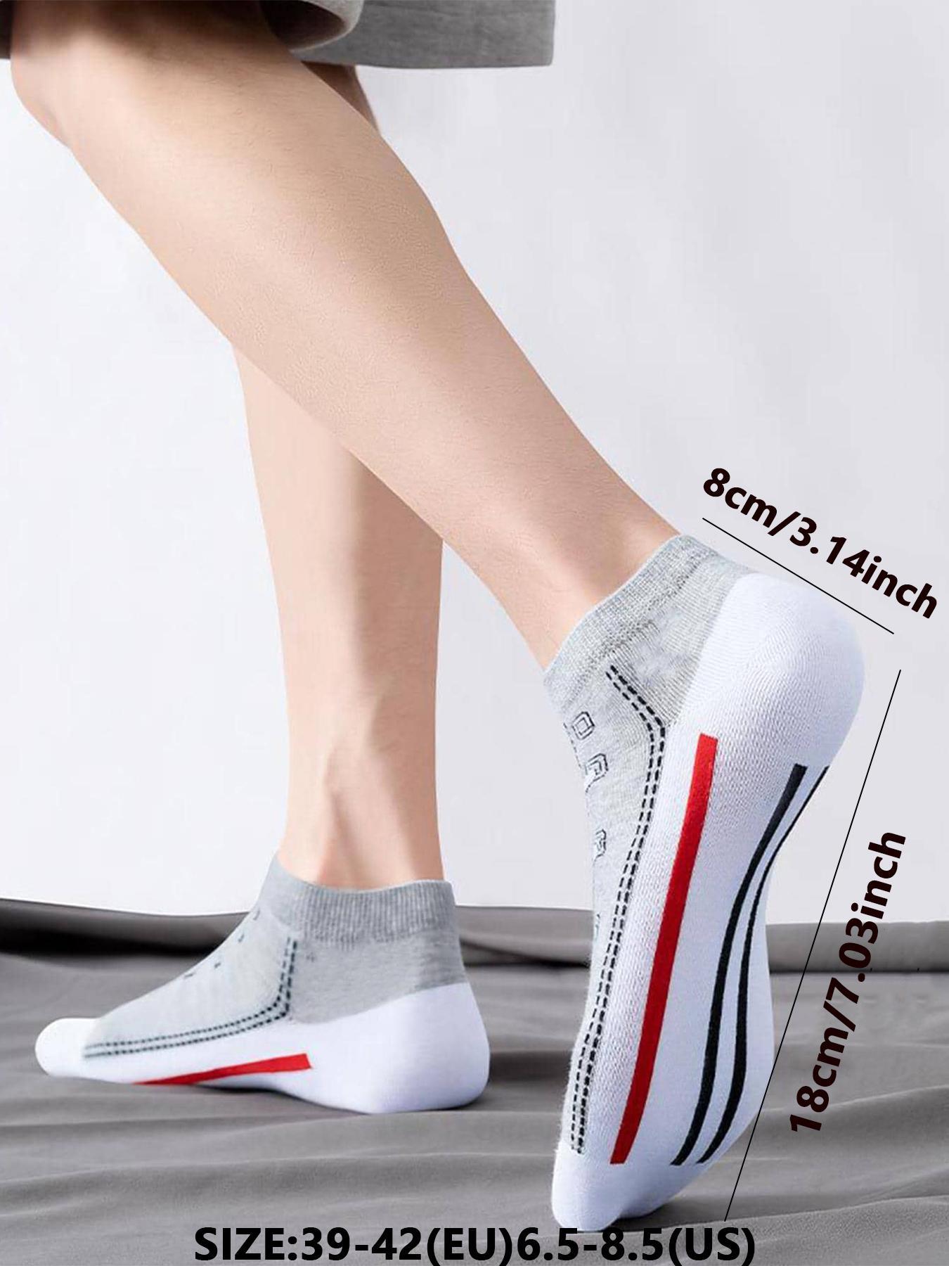 Men's Graphic Ankle Socks, Casual Comfy Breathable Low Cut Knitted Socks for Daily Wear, 5 Pairs Knit Anklets for Men, Summer Men's Socks & Hosiery