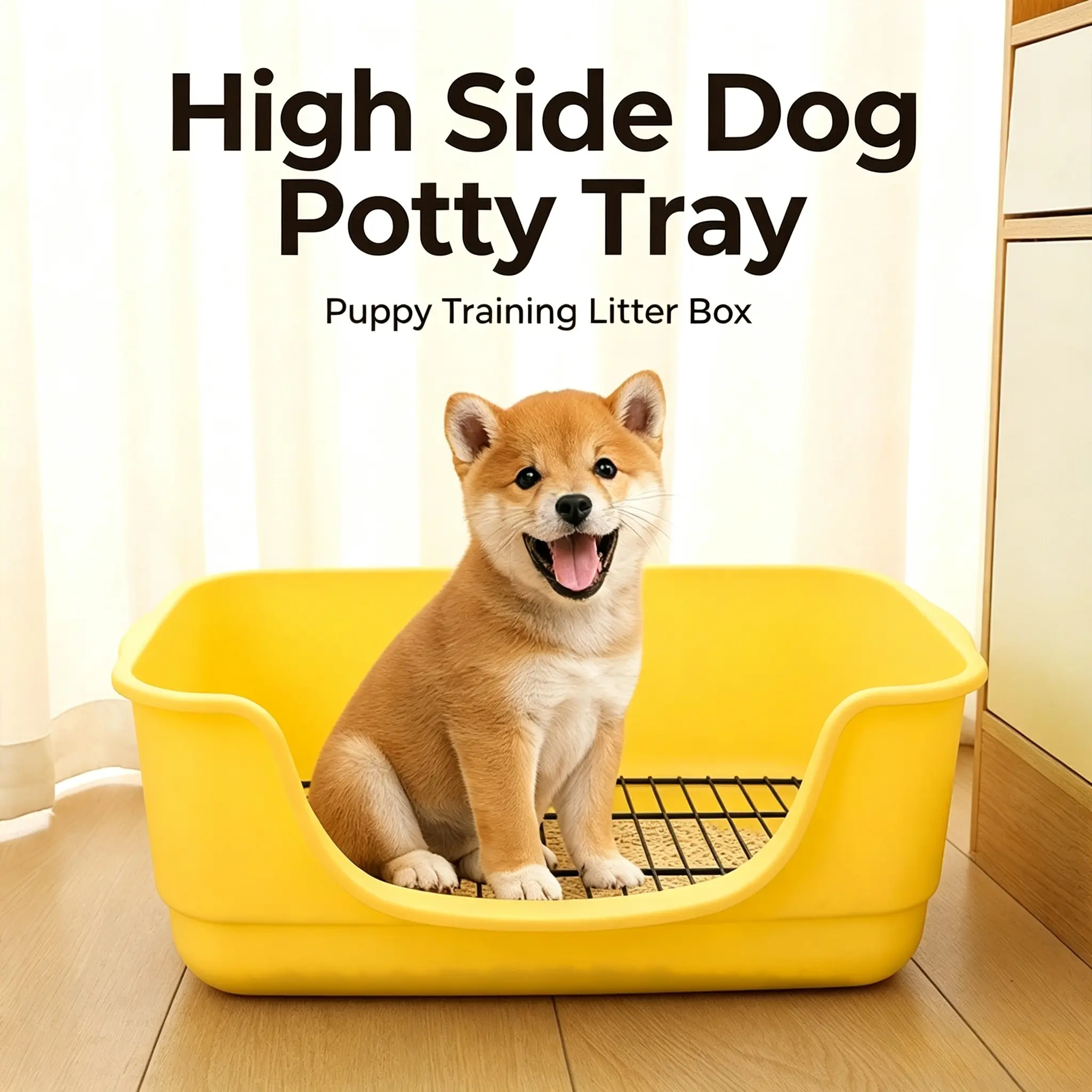 11.5cm Raised Fence ABS Plastic Pet Training Tray, Splash-Proof Enclosed Litter Box with Metal Grid, Easy Cleaning Mess-Free Indoor Toilet for Small/Medium Dogs & Cats