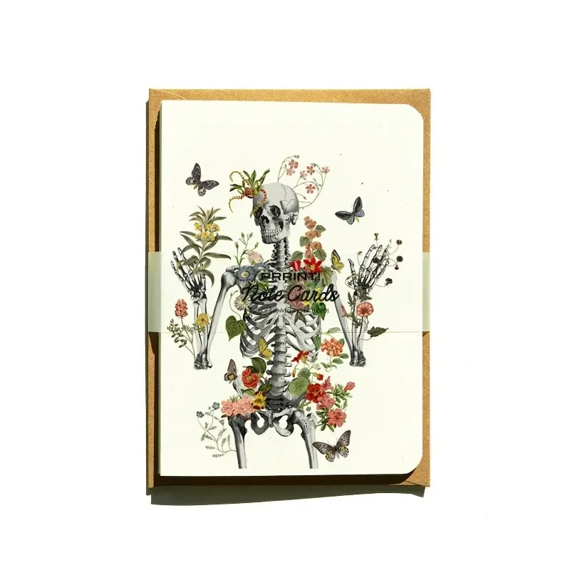 2pc+2envelope Skeleton Notecards Set: Arty Blank Cards with Envelopes