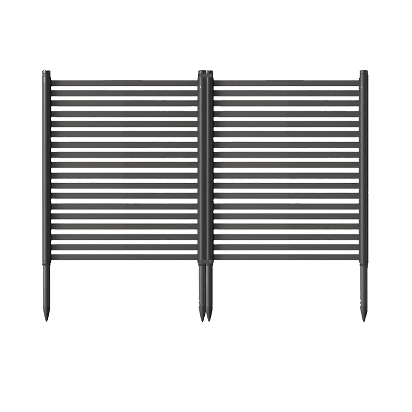 2-Pack No-Dig Metal Garden Fence with PE Coating, 4ft x 9ft Black Privacy Screen