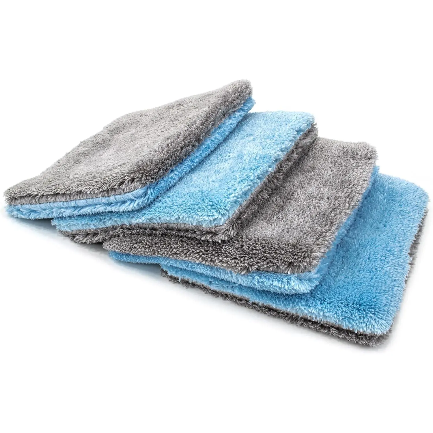 Flat Out Synthetic Microfiber Car Wash Cleaning Pad - Pack of 4, Blue/Gray, 9in x 8in, Car Detailing Products Accessory, Cleaning Tool