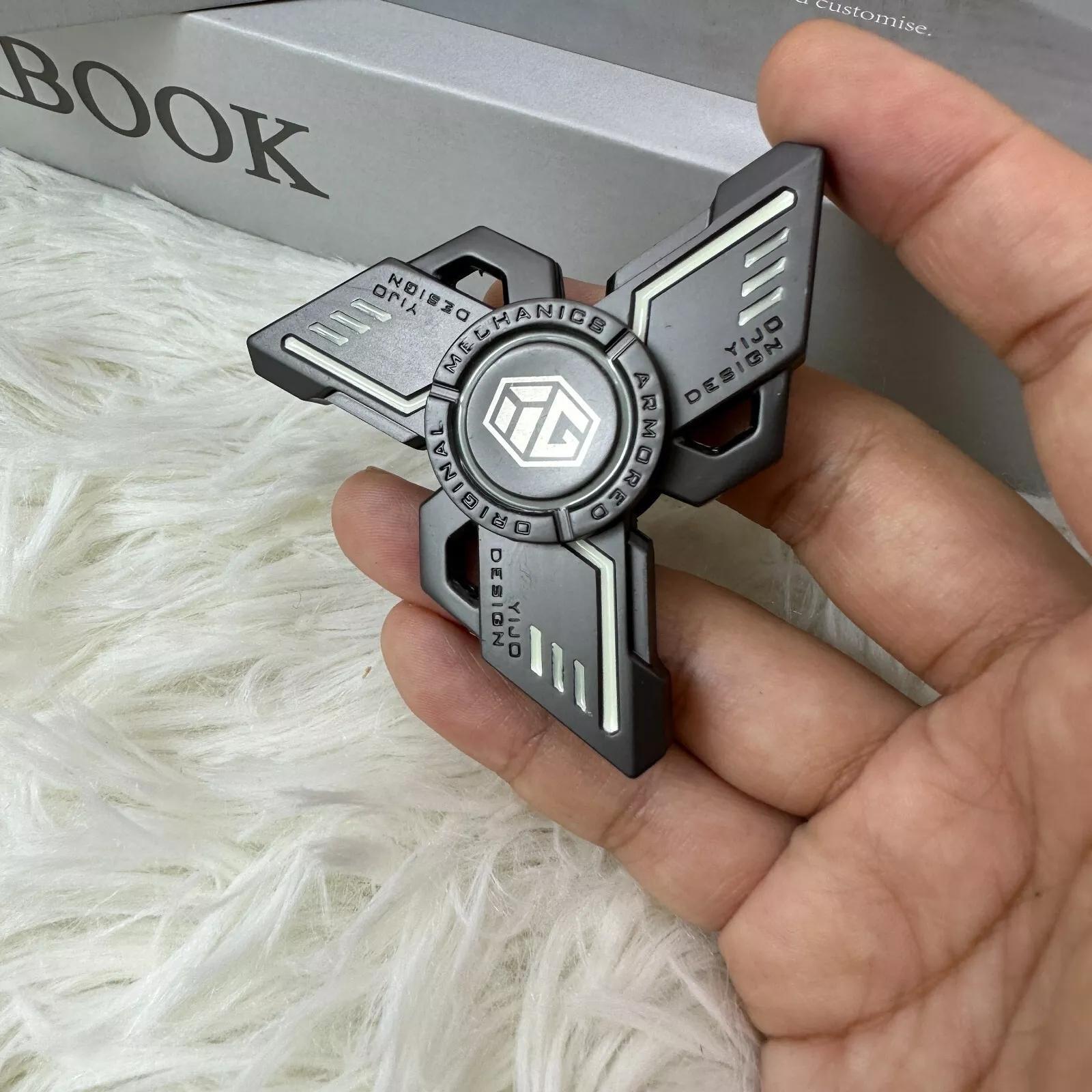 Fidget Spinner with Light, Stress Relief Rotating Toy, Laser Light Activated Luminous Fidget Toy, Metallic Finger Rotating Toys for Adults