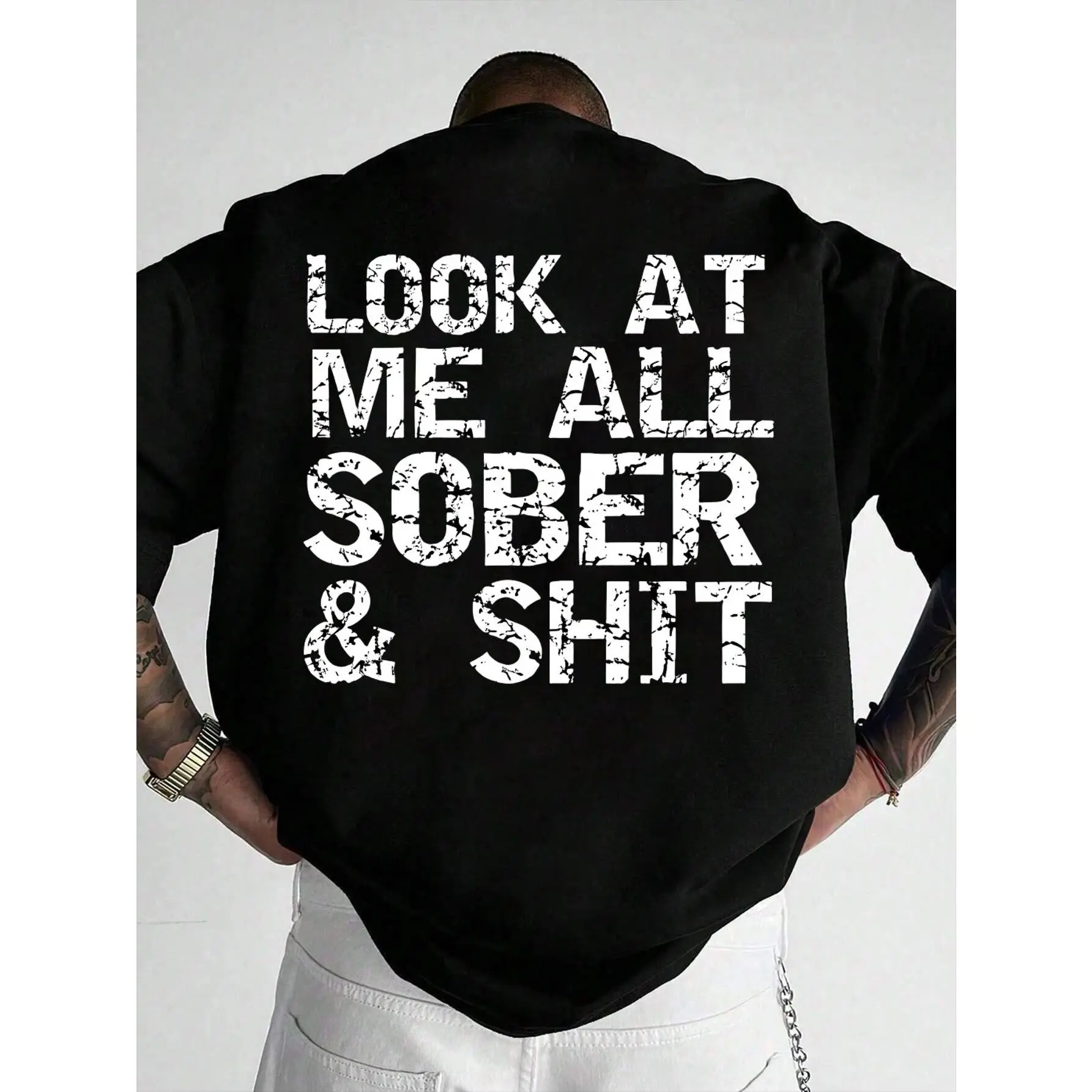 Funny Sobriety Gift T-Shirt - Look at Me for All Sober & Addiction Recovery Tee - Black with White Text - Lightweight Everyday Shirt for AA Meetings, Gym, Casual Outfits - Machine Washable - F, PLUS SIZE