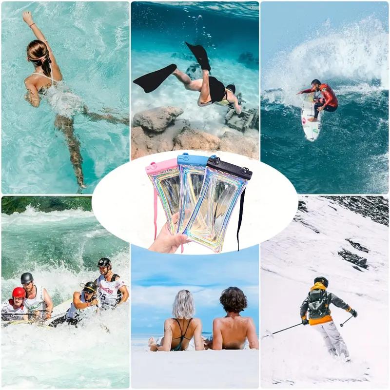 Waterproof Touchscreen Phone Case, PVC Material, Includes Lanyard, Smooth Surface, Ideal for Swimming, Beach Activities, Travel, Outdoor Use