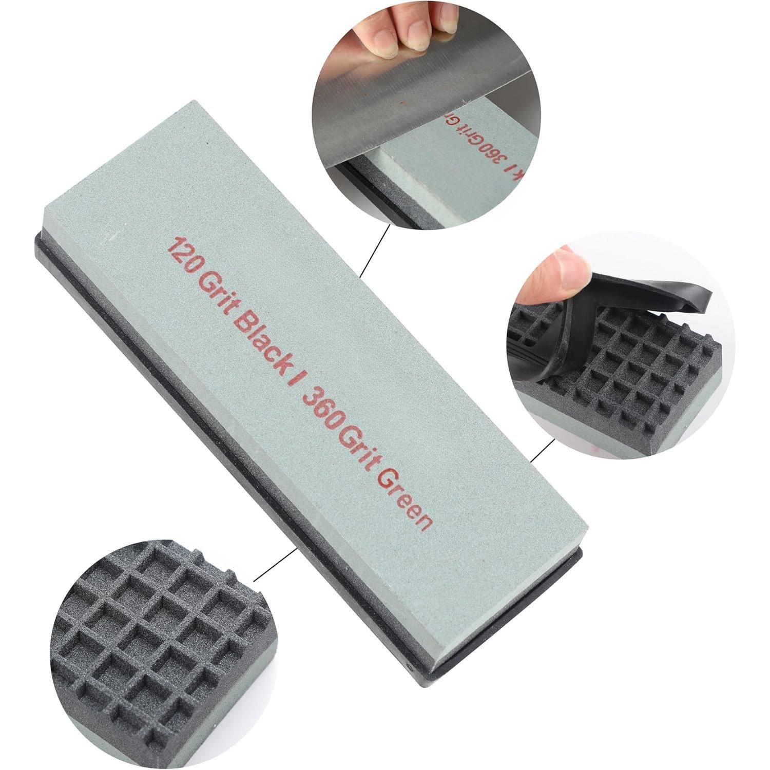 7 count sets  Sharpening Stone Kit, including 3 count Dual Grit Whetstone White Corundum, Angle Guide,Self Adherent Cohesive Bandage and Cleaning Cloth,Polishing Combination