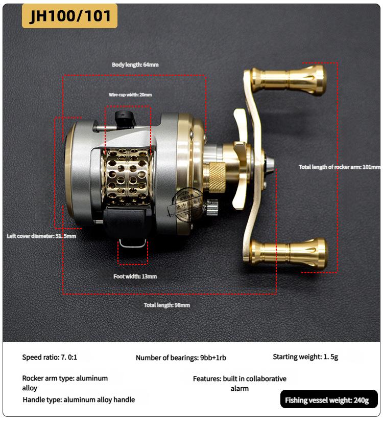 BFS Ultralight Baitcasting Reel 7.0:1 High Speed Magnetic Brake Compact Fishing Reel for Trout Bass Fishing
