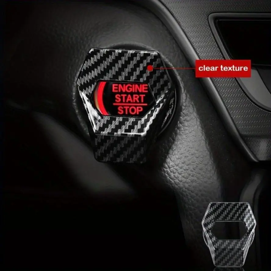 Carbon fiber texture car engine start/stop button switch decorative cover accessory Car Interior Kit, Car Accessories, Car Stuff, Vehicle Accessories, Accessories For Car