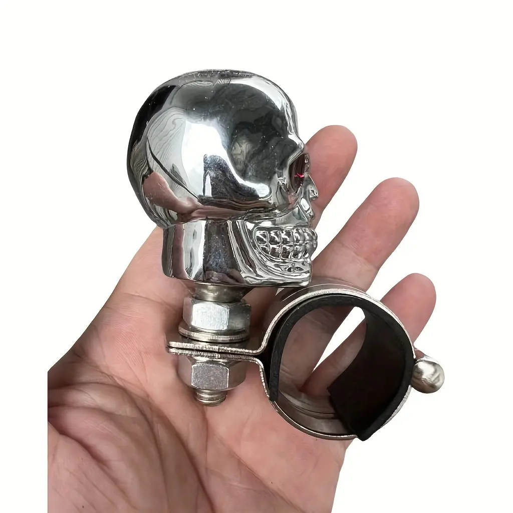 Skull Theme Car Steering Wheel Power Handle Knob, Enhanced Grip, Improved Driving Experience, Compatible with Most Vehicles