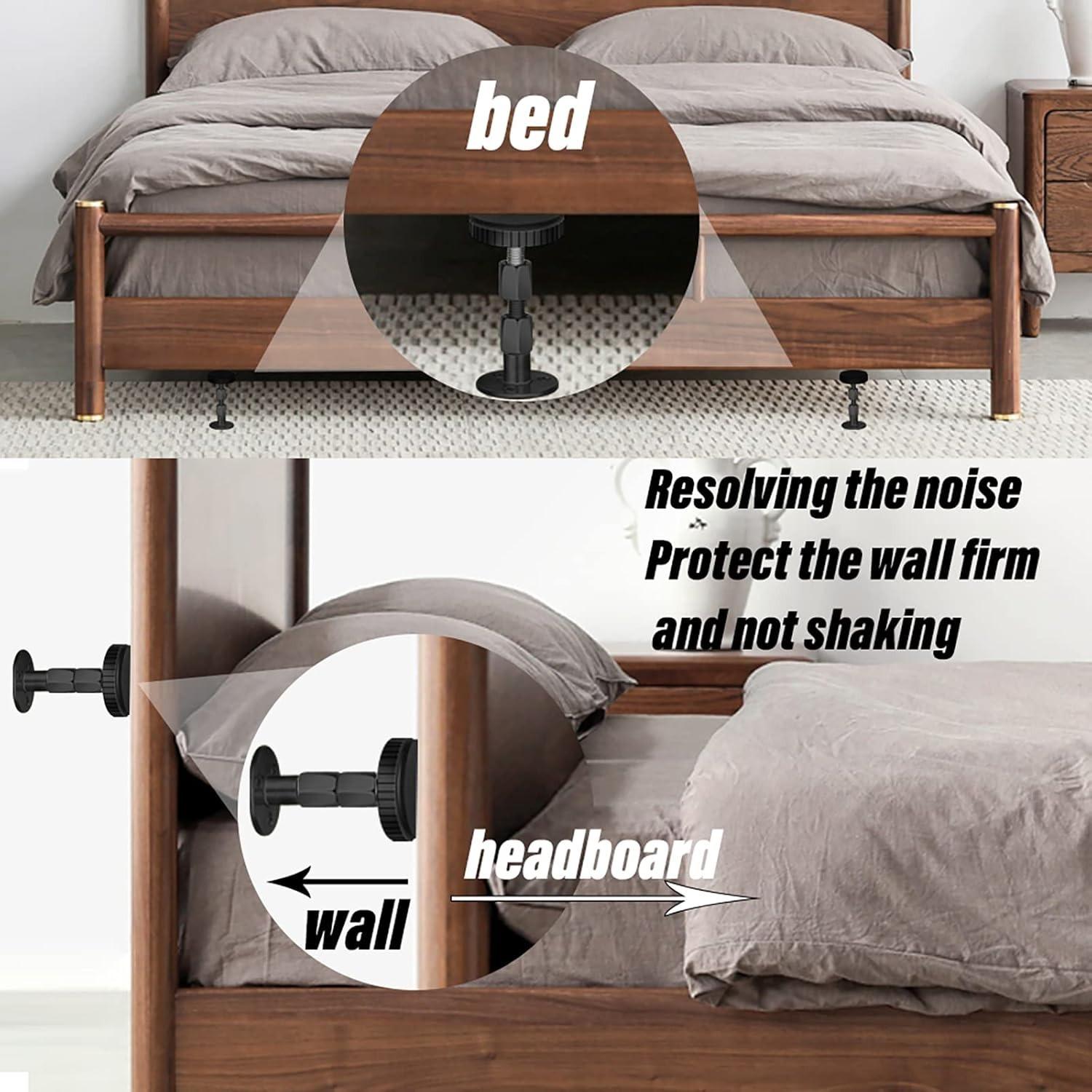 8 Pcs Adjustable Threaded Headboard Stoppers/Bumper Against Wall, Behind Bed Frame Protector Antishake Tool, Bed Shake Support Stabilizer Device for Anti-Knocking,Banging, Metal