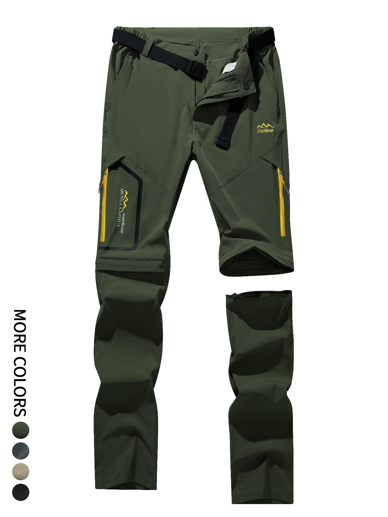 YYK brand Men's Zipper Design Pocket Waterproof & Windproof Outdoor Pants, Regular Fit Casual Detachable Leg Comfy Trousers for Outdoor Activities, Men's Bottoms for All Seasons