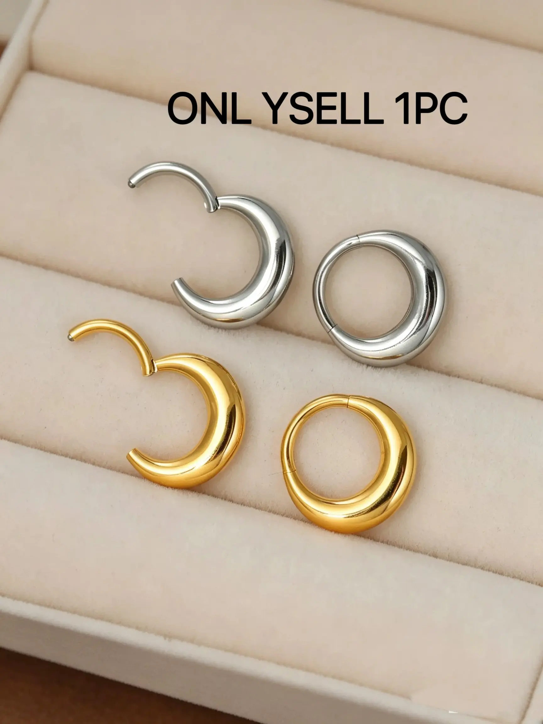 Stainless Steel Oval Moon Clip Nose Ring, Silver Color Septum Ring, 16g 8mm/10mm, Unisex, Daily Wear, Holiday Gift