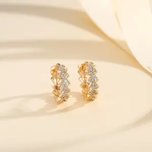Girl's Fashion Copper-plated Gold Inlaid Zircon Earrings