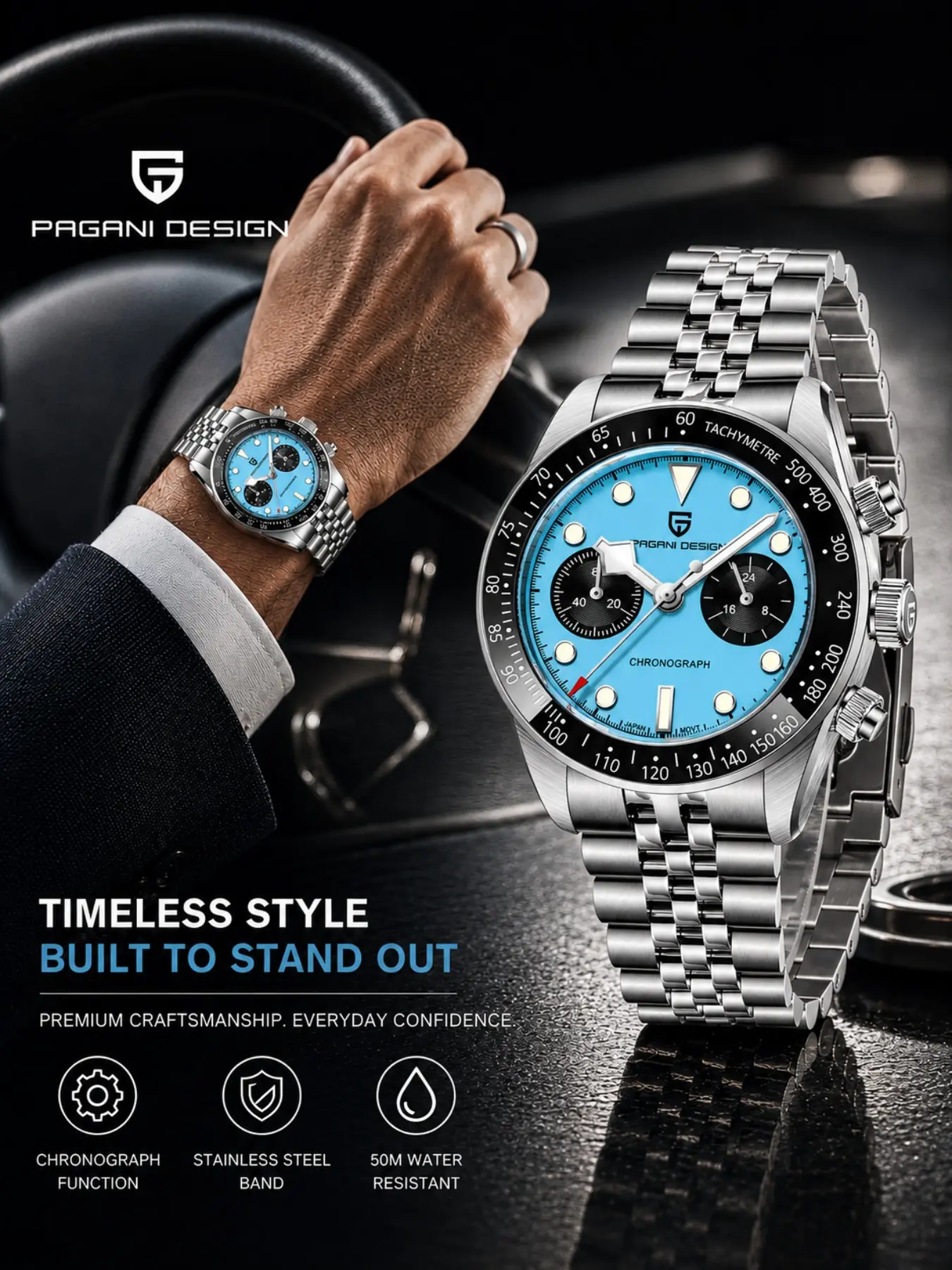 2026 new PAGANI DESIGN men's watches top brand luxury quartz watches Japan TMI VK34 quartz movement men's speed sports chronograph women's watch Sapphire mirror waterproof clock luminous men's gifts holiday party birthday gifts