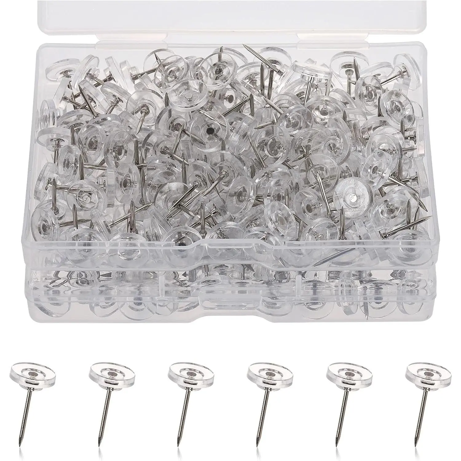 300 count Push Pins Clear Thumb Tacks Pins Clear Flat  Thumb Tacks Thumb Tack Decoration