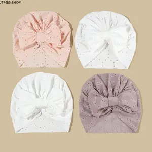 Soft Stretch Bow Baby Headwrap Hat, Ethnic Indian Princess Cap Lightweight for Spring & Summer Daily Outing