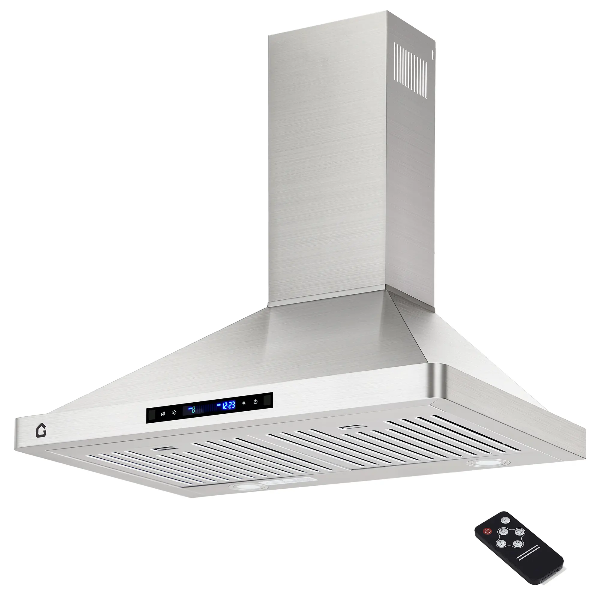 30 Inch Stainless Steel Range Hood, 250 CFM Quiet Operation Touch Control & 3 Speed, Ducted/Ductless Convertible, Five-Tier Aluminum Grease Filters, Adjustable Chimney for Kitchen Vent Hood