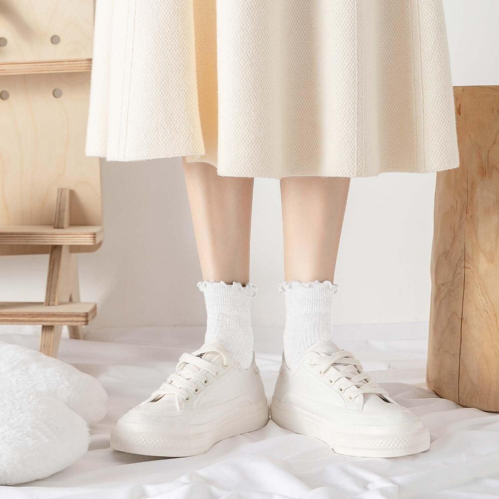 6 Pairs Women's Ruffle Socks Cute Ankle Socks Super Soft Breathable Cool Frilly Socks For Mary Jane Shoes