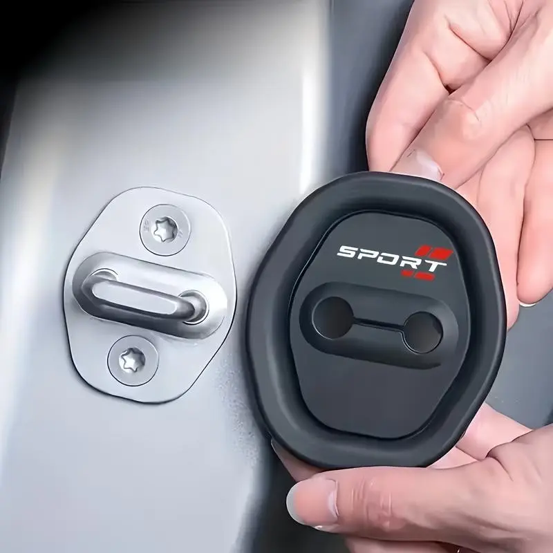 4-Piece Car Door Lock Silicone Pad Set, Impact-Absorbing Thick Buffer Design, Durable Silent Protection, Automotive Accessories