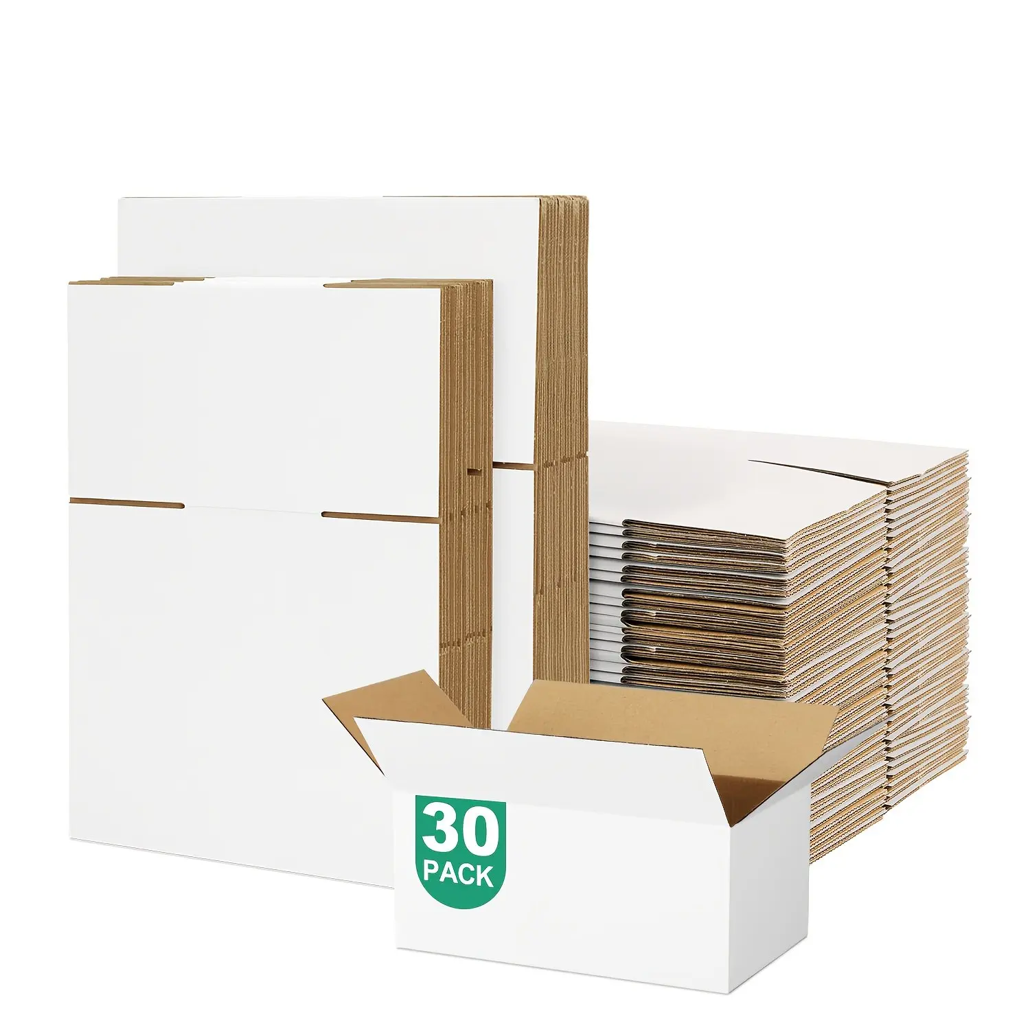 30 Pack 8x6x4 White Corrugated Shipping Boxes for Small Business Bulk Mailing Packaging and Postal Use