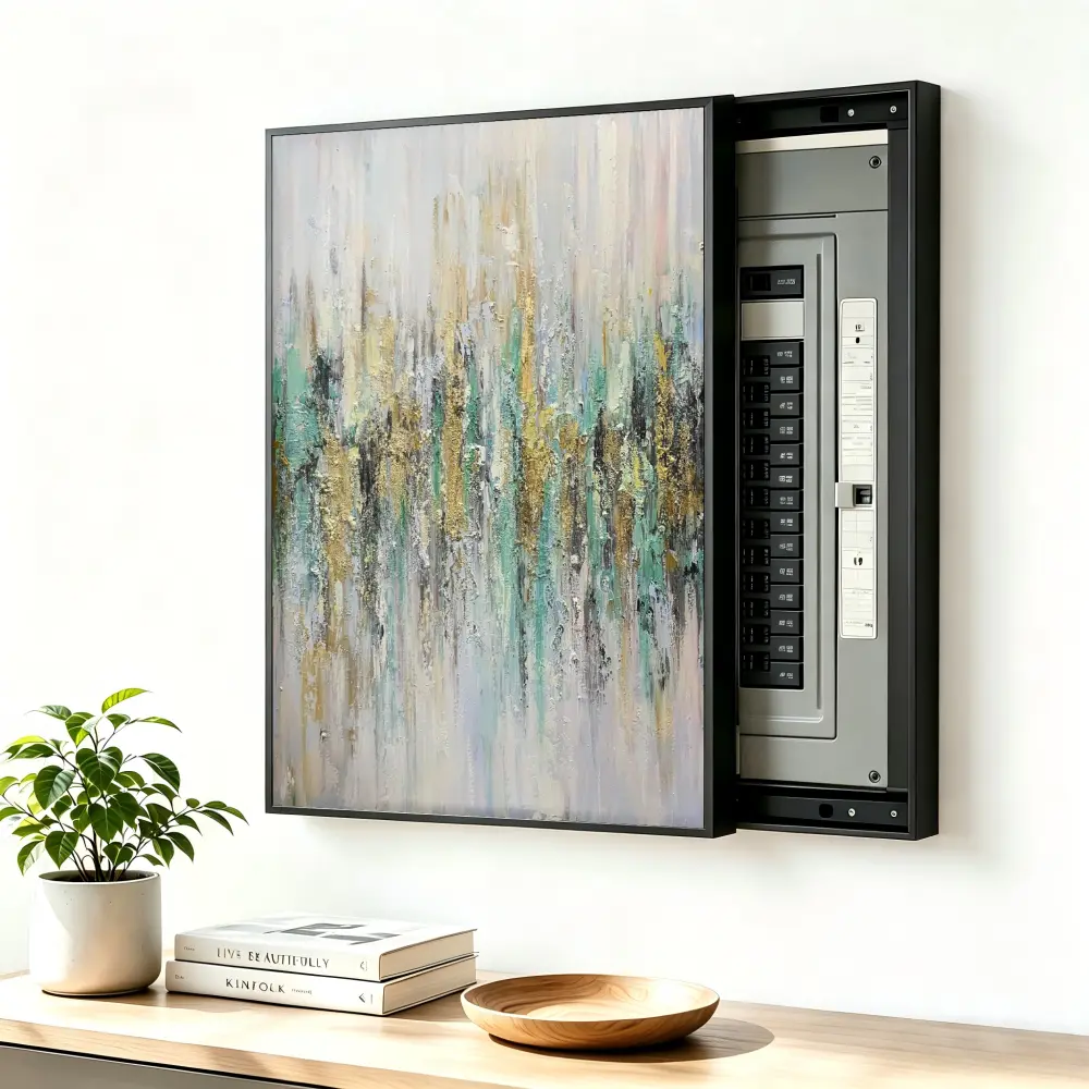 ElectricalPanel Cover Decorative Breaker Box Cover Fuse Box Cover Abstract Vertical Brushstroke Art Print Aluminum Alloy Frame With High Quality Canvas     wall  , LivingRoom Home Office