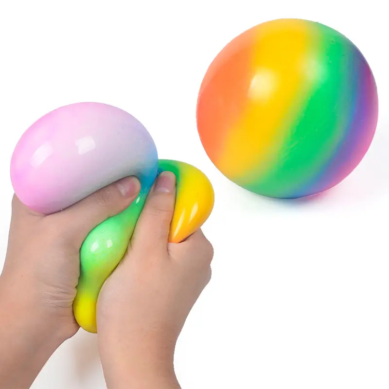 Vibrant Rainbow Dough Stress Ball – Soft & Squishy Sensory Fidget Toy for Tension Relief, Fun Colorful Squeeze Ball for Kids and Office Desk Relaxation
