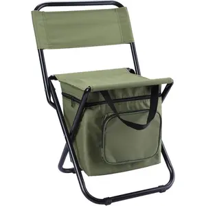 Fishing Chair with Cooler Bag Compact Fishing Stool Foldable Camping Chair