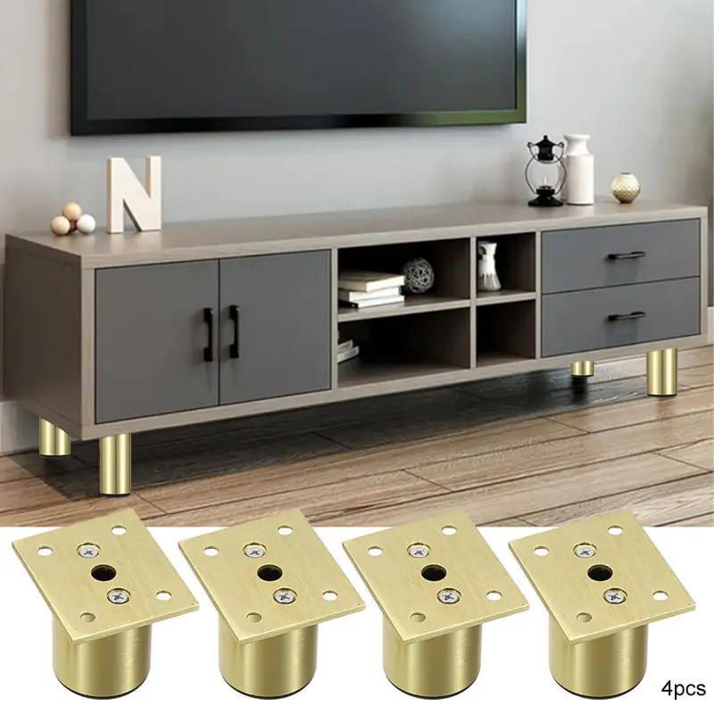 4pcs height-adjustable metal furniture feet with screws-suitable for cabinets, beds and heavy furniture (installation screws are given).