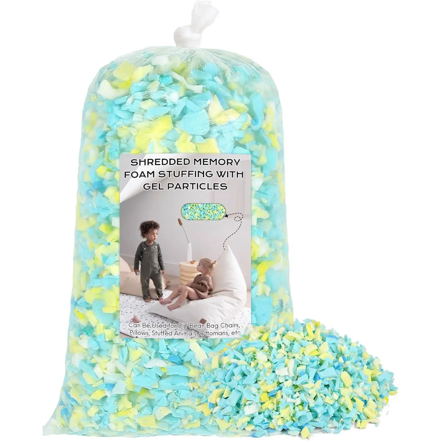 Bean Bag Filler, 5lbs Shredded Memory  Filling, Bean Bag Chair Filling Stuffing, Bean Bag Refill Insert, Punching Bag Filler, Pillow Filler Stuffing for Stuffed /Arts Crafts (Multi)