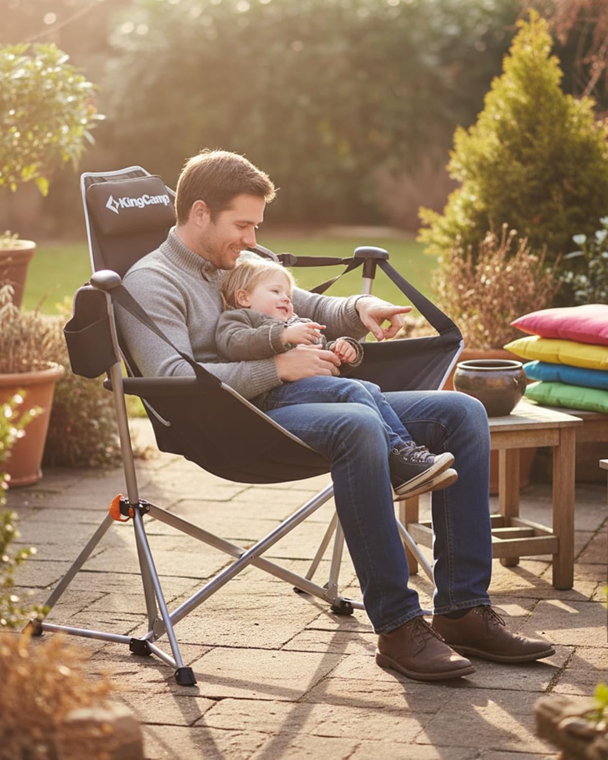 KingCamp Hammock Camping Chair, Swinging Portable Folding Camp Chairs for Adults Max 400lbs Heavy Duty Foldable Oversized Rocker with Aluminum Alloy Frame Cup Holder for Outdoor Beach Patio Sport