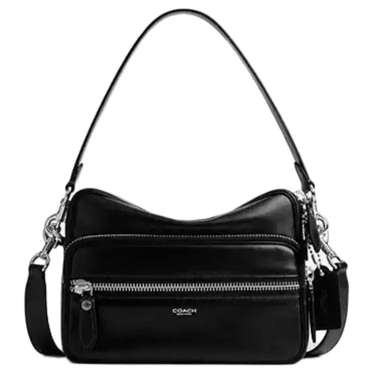 Coach Dakota 24 Crossbody Bag for Women – Leather Shoulder Bag with Detachable Strap, Zip Closure, and Interior Snap Pocket – Black