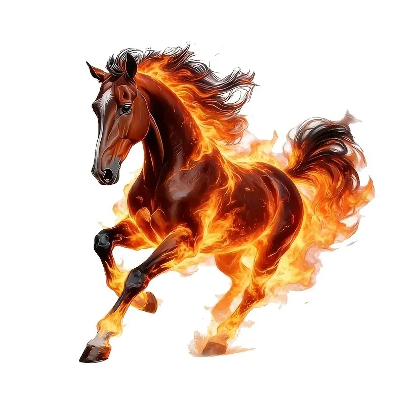 6inch High-quality waterproof vinyl sticker Car Decals with a fierce flame horse pattern, suitable for cars, laptops, water bottles, trucks, mobile phones, motorcycles, windows, walls, and cups