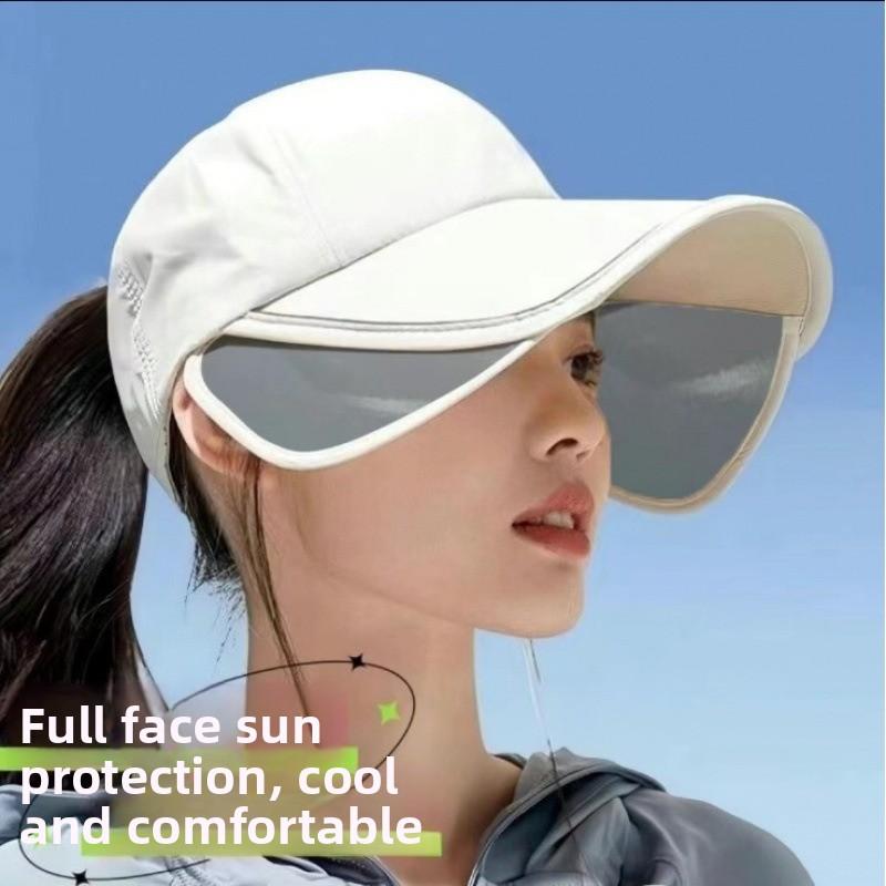 Outdoor sun hat golf sun protection sun hat women's summer wide brim sports empty top pull-up cap