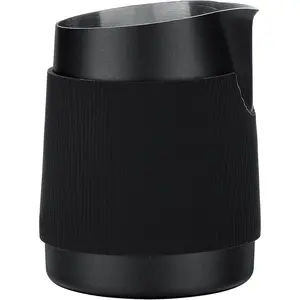 Normcore Handleless Milk Frothing Jug, Milk Pitcher 15.2 oz, Milk Frother Steamer Cup Stainless Steel Espresso Cup, Sharp Spout, Black, 450 ml