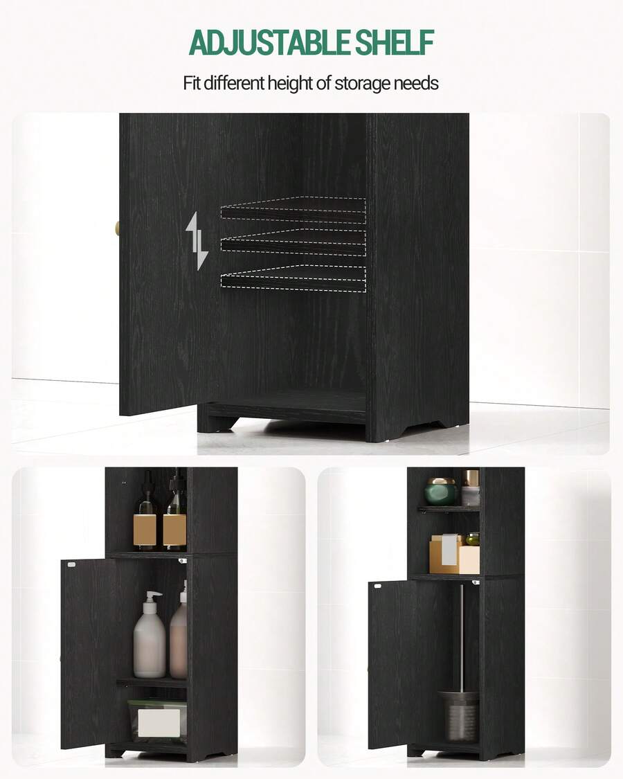 Bathroom Storage Cabinet, Corner Floor Cabinet With Doors And Adjustable Shelf, Narrow Toilet Paper Cabinet, Bathroom Organizer For Small Spaces, Room Decor